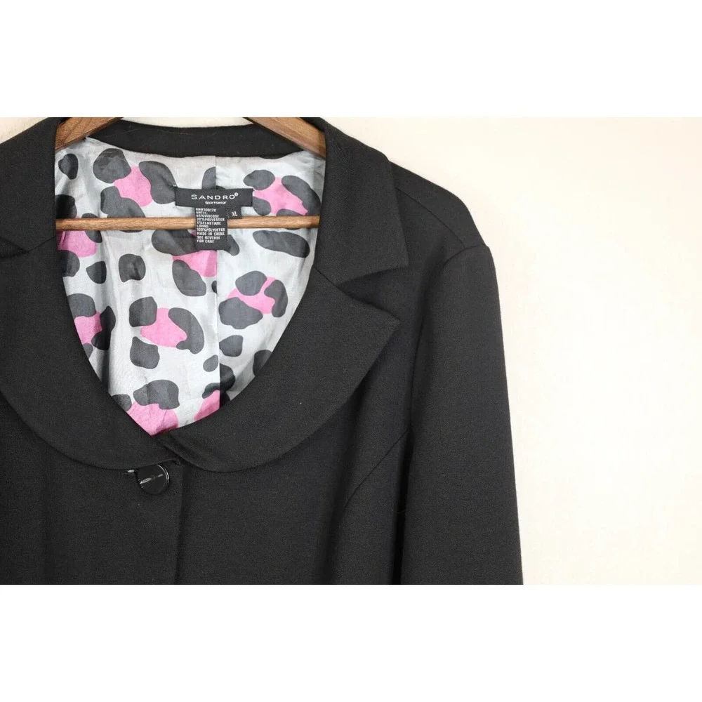 Sandro Vintage‎ 3 Button Blazer XL Black Y2K Clueless